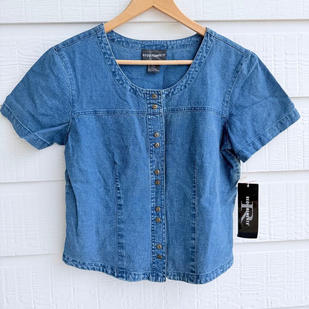 Vintage Y2K Requirements Weathered Denim Crop Top MED NWT